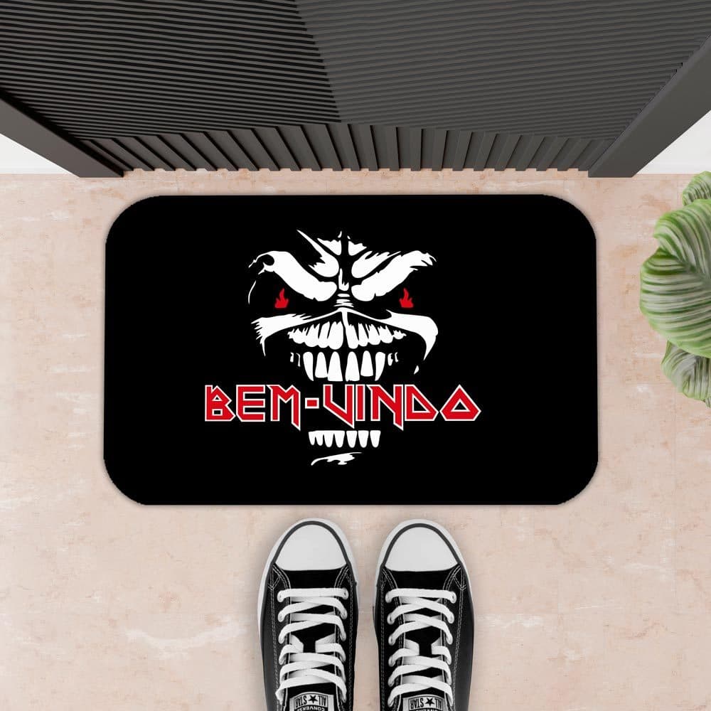 Tapete Decorativo Para Porta,entrada, Antiderrapante Bandas - 34X60 - BEM VINDO IRON MAIDEN