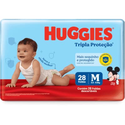 FRALDA HUGGIES TRIPLA PROTEÇÃO JUMBO M C/ 28 Unidades