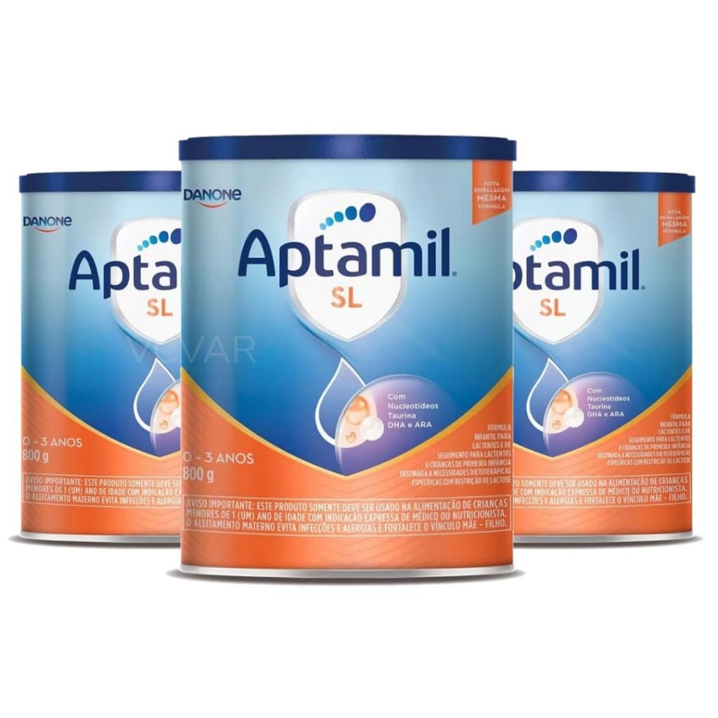 3 Aptamil SL sem Lactose Fórmula Infantil 800g kit