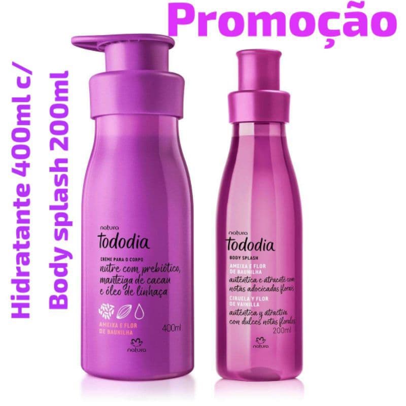 Ameixa e Flor de Baunilha Hidratante 400ml + Body Splash 200ml NaturaTododia Escolha uma variação
