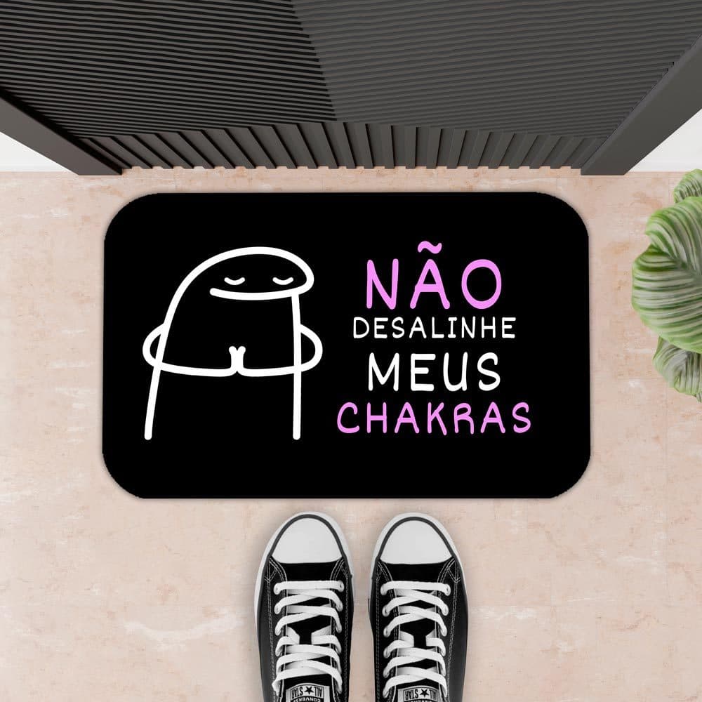 Tapete Decorativo Para Porta,entrada, Antiderrapante Engraçado - 34X60 - NÃO DESALINHE MEUS CHAKRAS