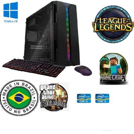 Pc Cpu Gamer  i3 completo Barato 8g Ssd128g +Hd500gWifi Roda Autocad Corel Photoshop Et2 Lol mine Cs