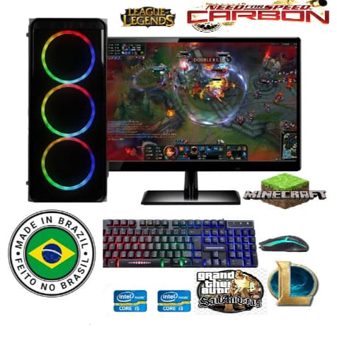 computador i3 gamer completo ssd128g+hd500g + monitor 19'' autocad cs et2 lol gta5 mine Roblox