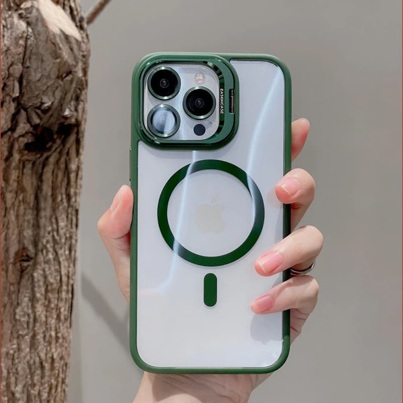 Luxo Celular Magnética Capinha Capa Para iPhone 16&16 Pro&16 Plus&16 Pro Max Telefone Case+Suporte+Câmera Lente