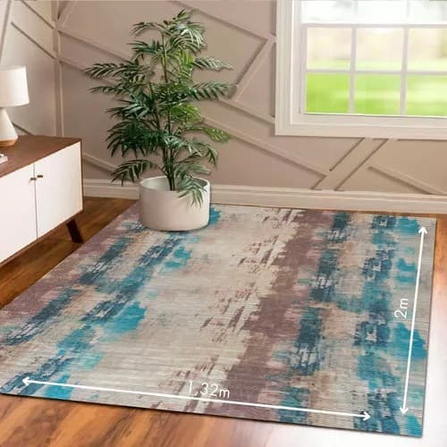 Tapete Sala - Quarto - Escritório Antiderrapante 2,00M X 1,32M Estampa Digital Promoção