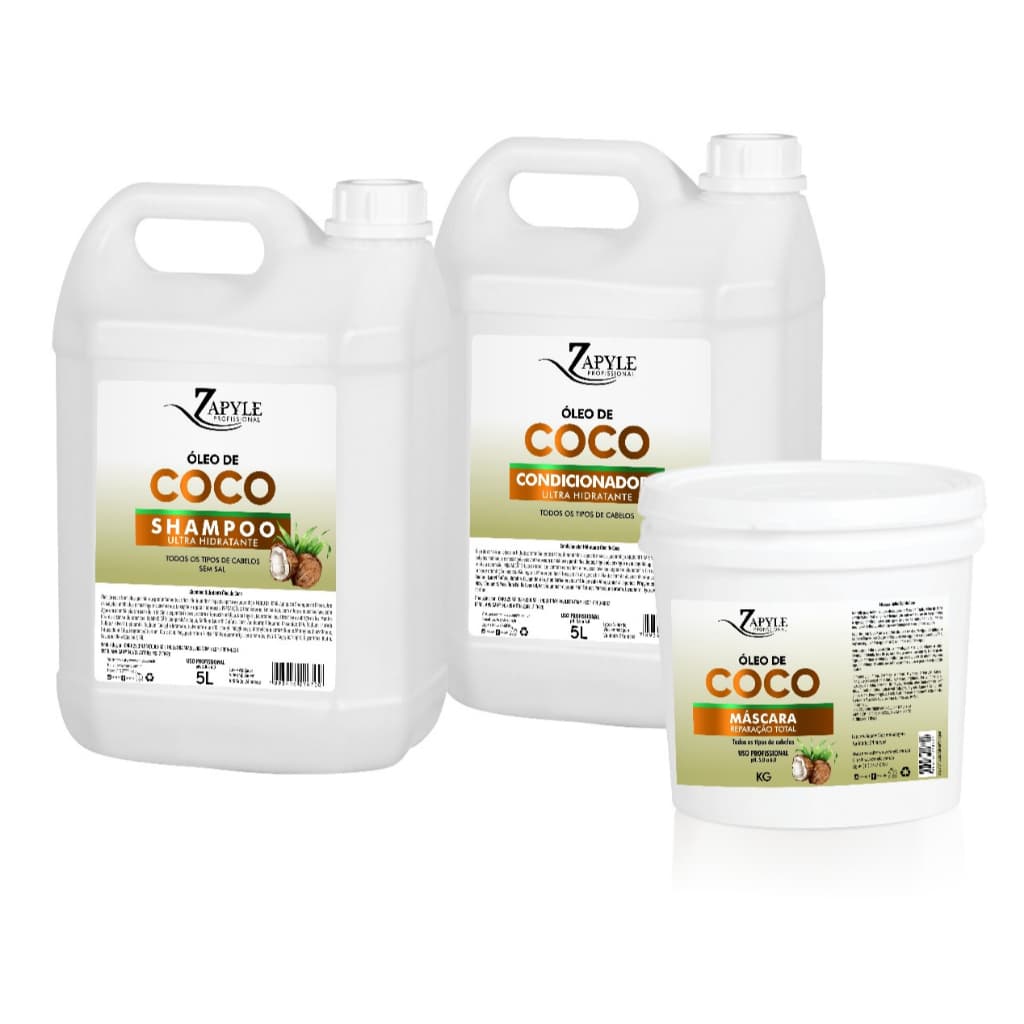 Kit completo Ultra Hidratante Oleo de coco zapyle 5l. shampoo cond. mascara 3,5kg