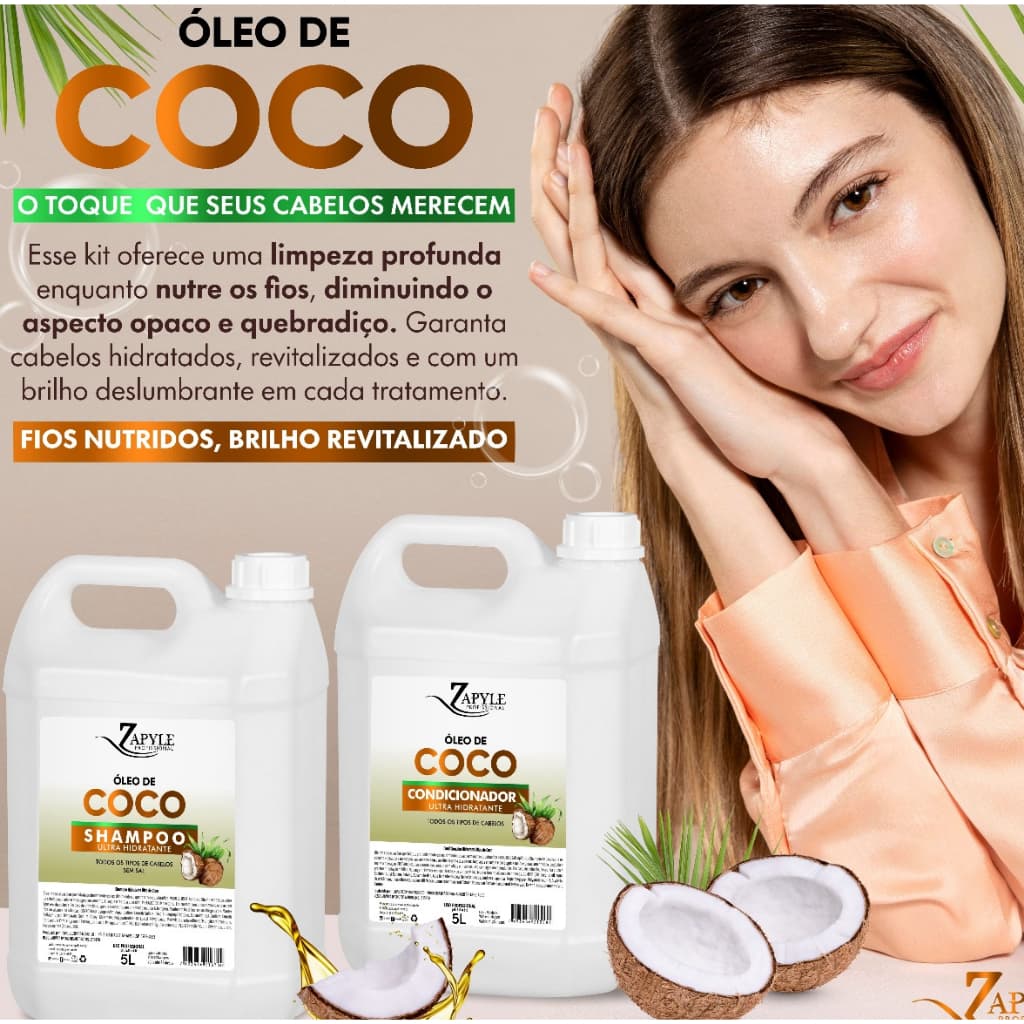 Kit Shampoo + Condicionador Ultra Hidratante oleo de coco zapyle 5l.