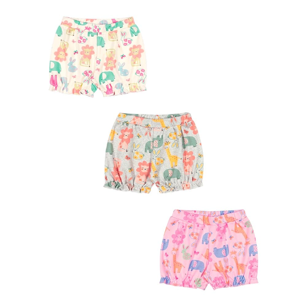 Kit 3 Shorts Bebê Menina Feminino Infantil Kiko E Kika Short Bebe  Shortinho Tapa Fralda