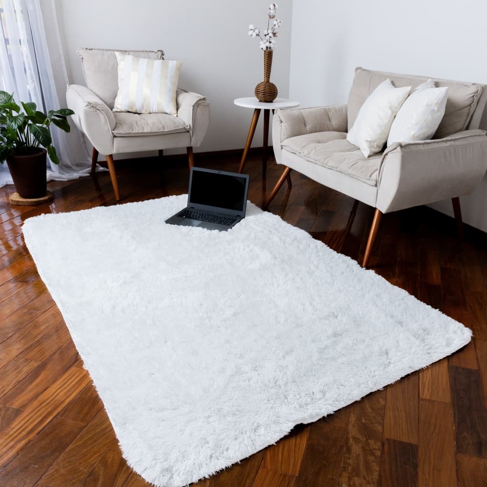 Tapete Felpudo Sala Branco Antiderrapante 1,00mx1,40m