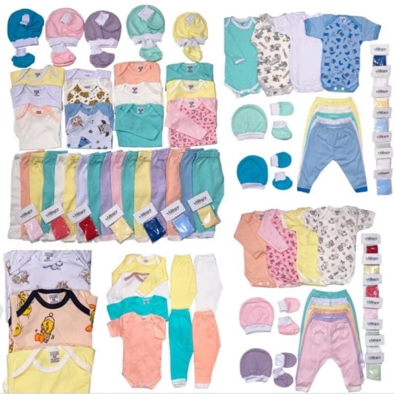 Kit bebê 21 peças saída maternidade e enxoval algodão