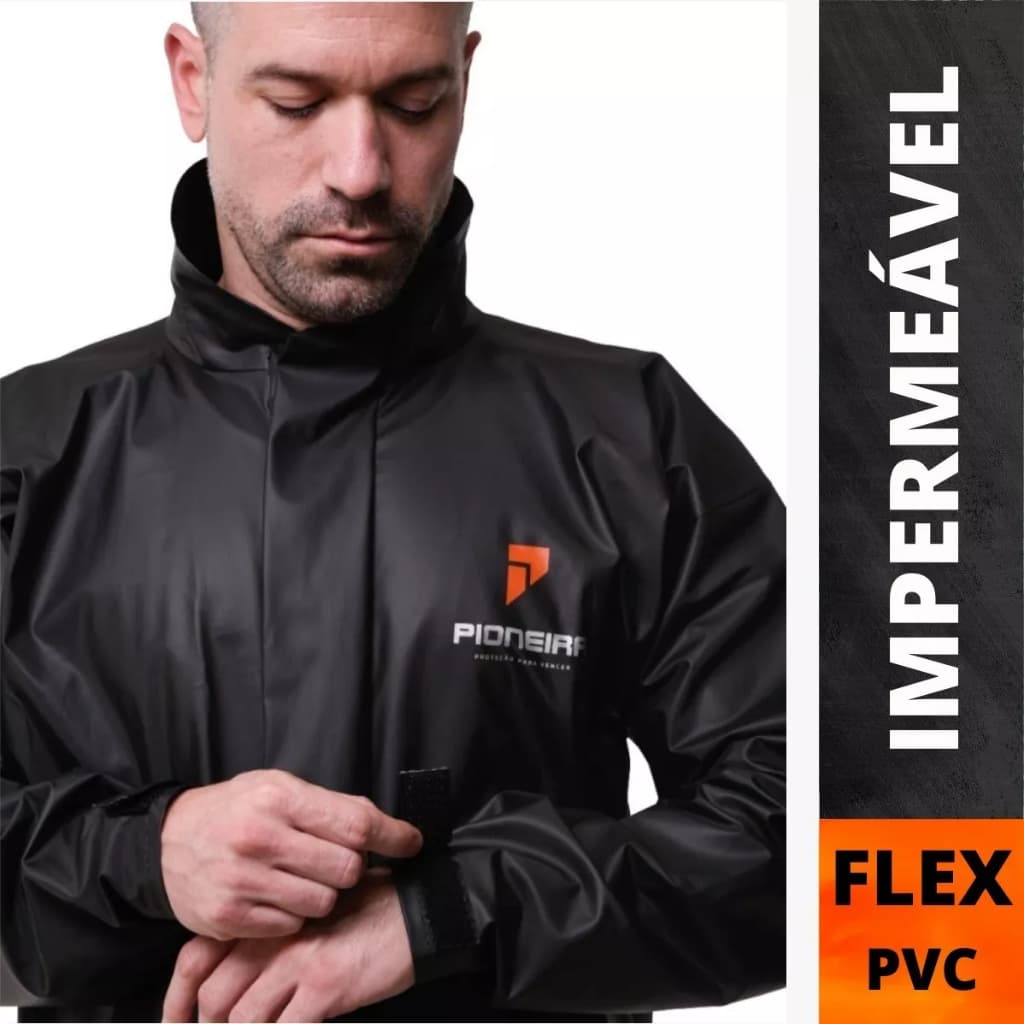 Capa De Chuva Moto Pioneira Masculina Combate Gola