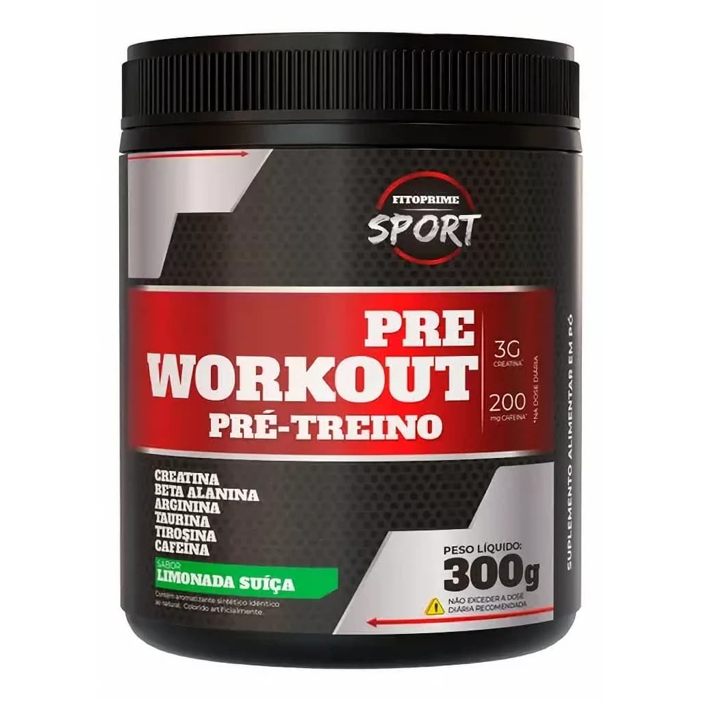 Pré-treino Energético 300g Creatina Arginina Beta Alanina Limonada Suíça
