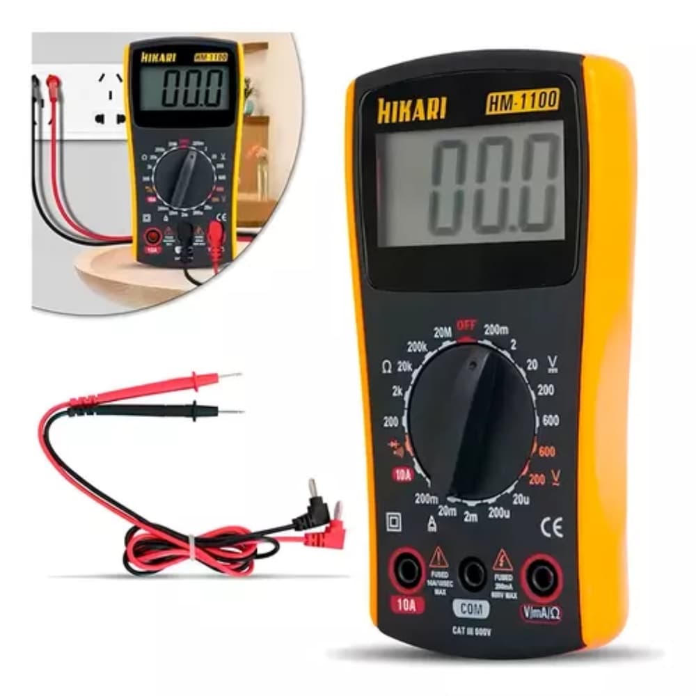 Multímetro Digital Hikari HM-1100 600V CAT III - Profissional com Visor LCD, Alta Precisão