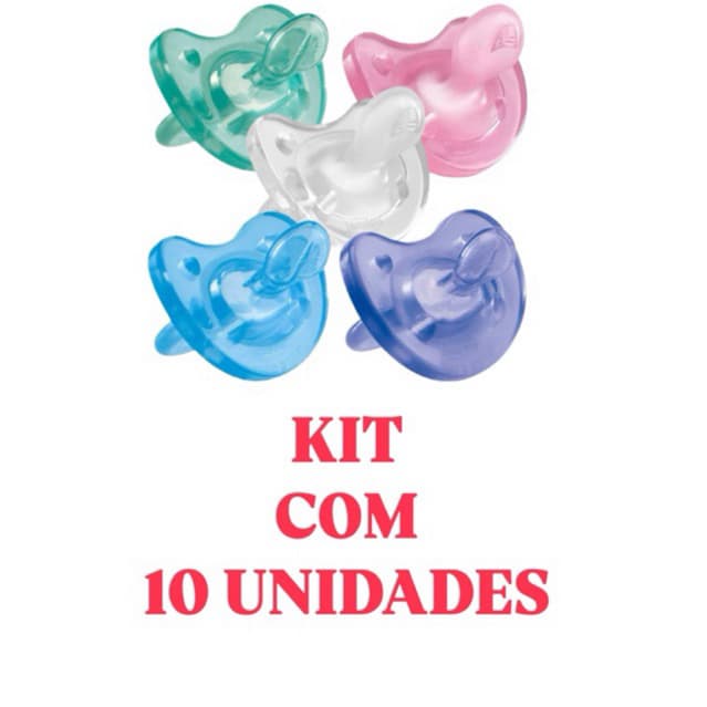 kit 10 Chupetas De Silicone Orto ou Redondo