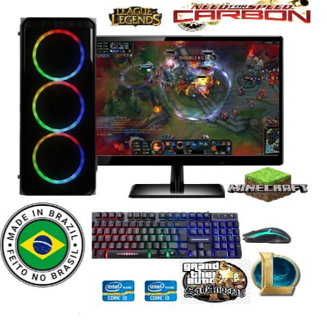 computador gamer i5 16gb completo ssd128g+hd500g + monitor+wifi autocad cs et2 lol gta5 mine Roblox