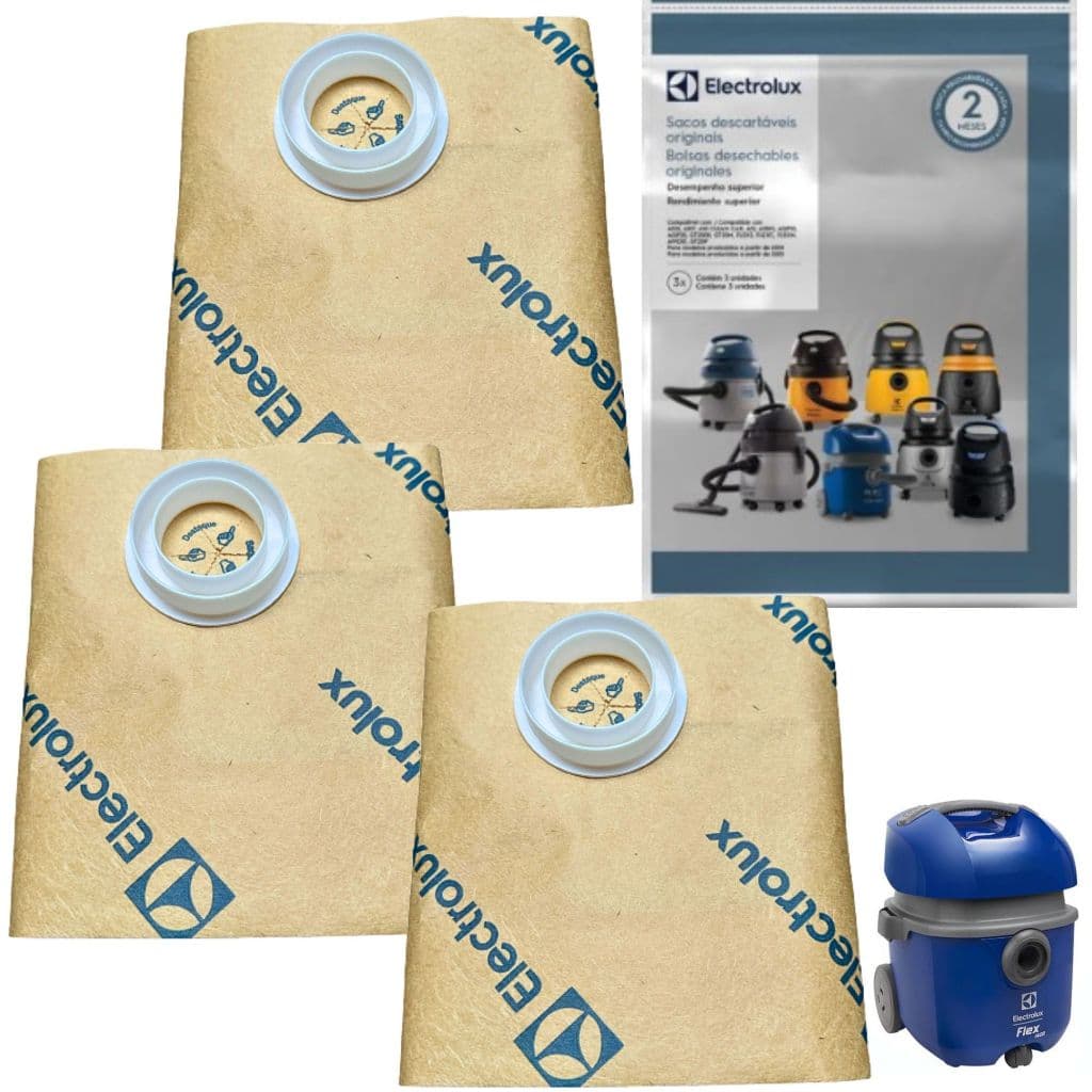 03 Sacos Descartável Para Aspirador de Pó Electrolux Flex 1400w