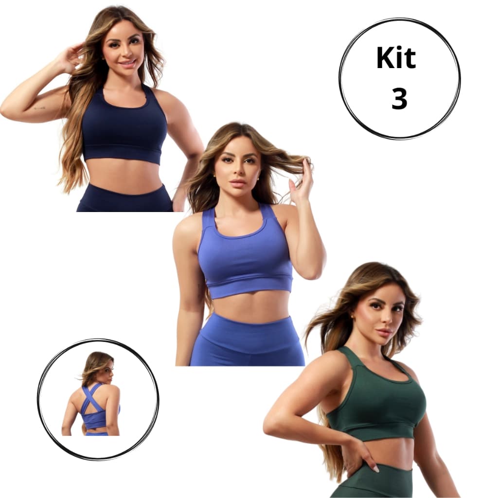 Kit 3 Tops Fitness Feminino Roupas Para Academia Revenda Atacado musculação  B13