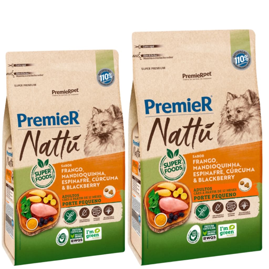 Ração Premier Nattu Para Cães Adultos de Porte Pequeno Frango