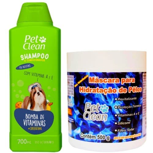 Kit Shampoo Vitaminas Para Caes e Mascara De Hidratação Para Cachorro e Gatos- Envio Imediato