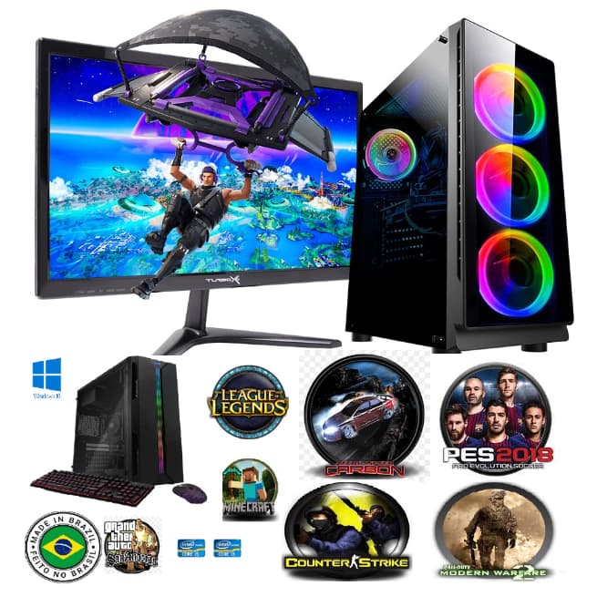 Computador i5 gamer barato 8g ssd128+hd500 video gt610 monitor 19' roda autocad corel gta lol Roblox