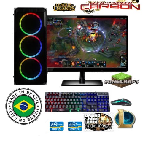 computador gamer i5 16g completo barato hd500g+ssd128g monitor 19'' roda autocad mine cs lol Roblox
