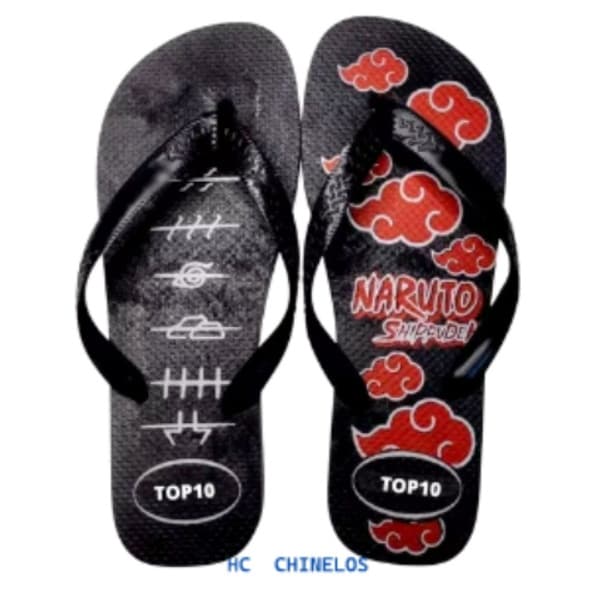 CHINELO HAVAIANAS NARUTO SHIPPUDEN 2024 CONFORTÁVEL MASCULINO CALÇADO PRETO E VERMELHO MANGÁ CONFORTÁVEL!