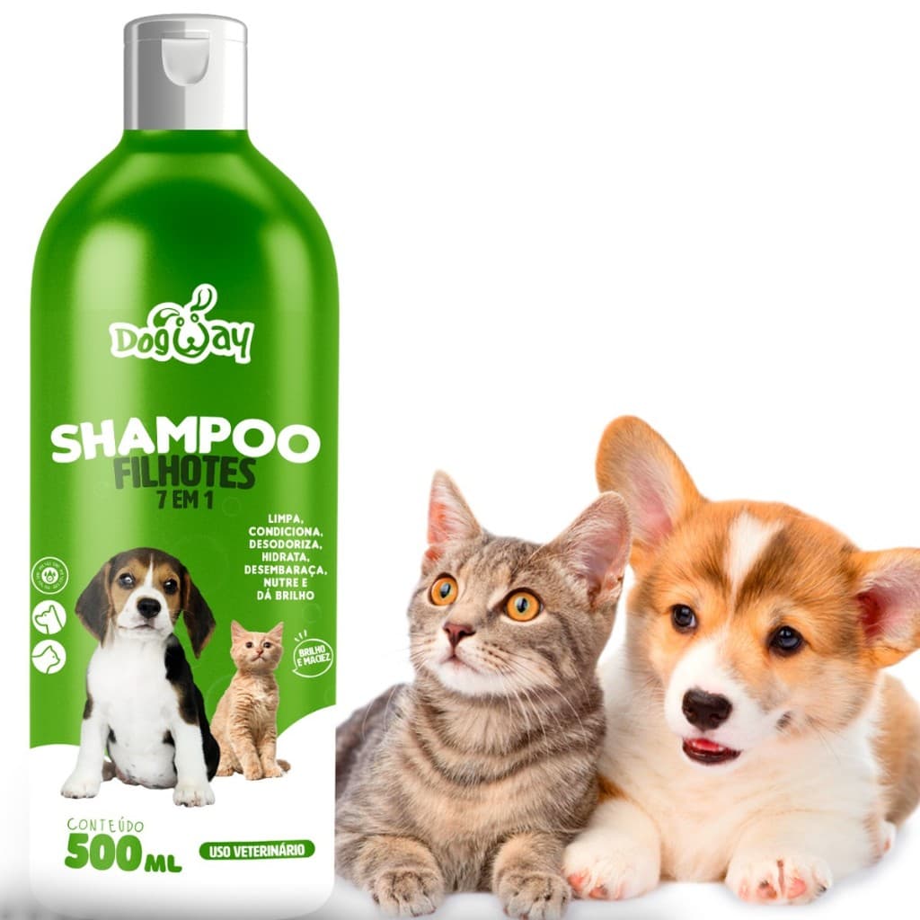 Banho Filhotes Shampoo Condicionante 7 em 1 Para cachorro e Gatos Cheirinho Suave 500ml - Genial