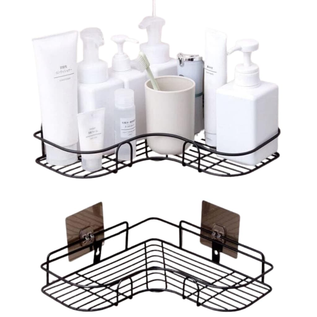 Kit 2 Prateleiras Suporte Com Adesivos Para Parede Banheiro Cozinha Lavanderia Shampoo E Sabonete
