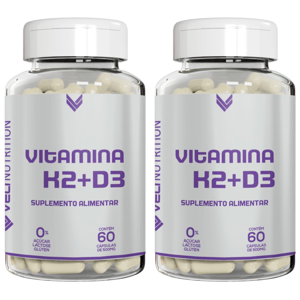 Kit Combo 02 UND Vitamina K2 Mk7 + Vitamina D 60 Cápsulas Veli Nutrition
