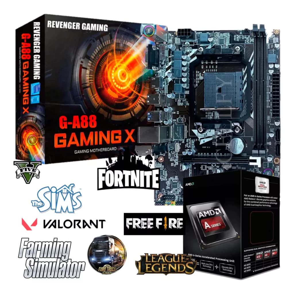 Kit Upgrade Gamer - Placa de Vídeo 2GB + AMD A10 + Placa Mãe + 16GB de RAM