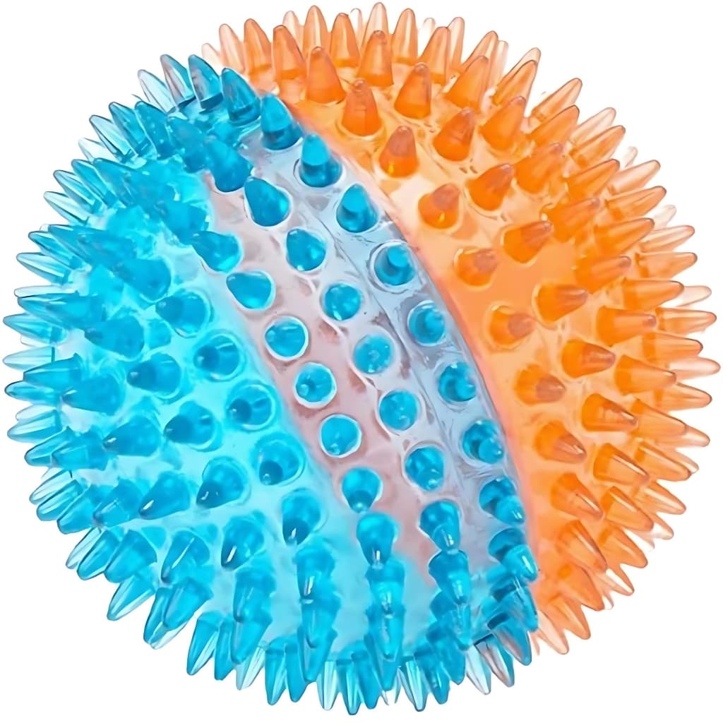 Brinquedo Bolinha Grande Interativa Resistente com Apito para Cães - Jambo Pet Cor Azul e Laranja