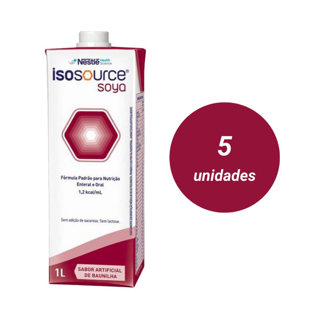 Isosource Soya 1.2kcal Nestle 1L - Kit com 5 Unidades