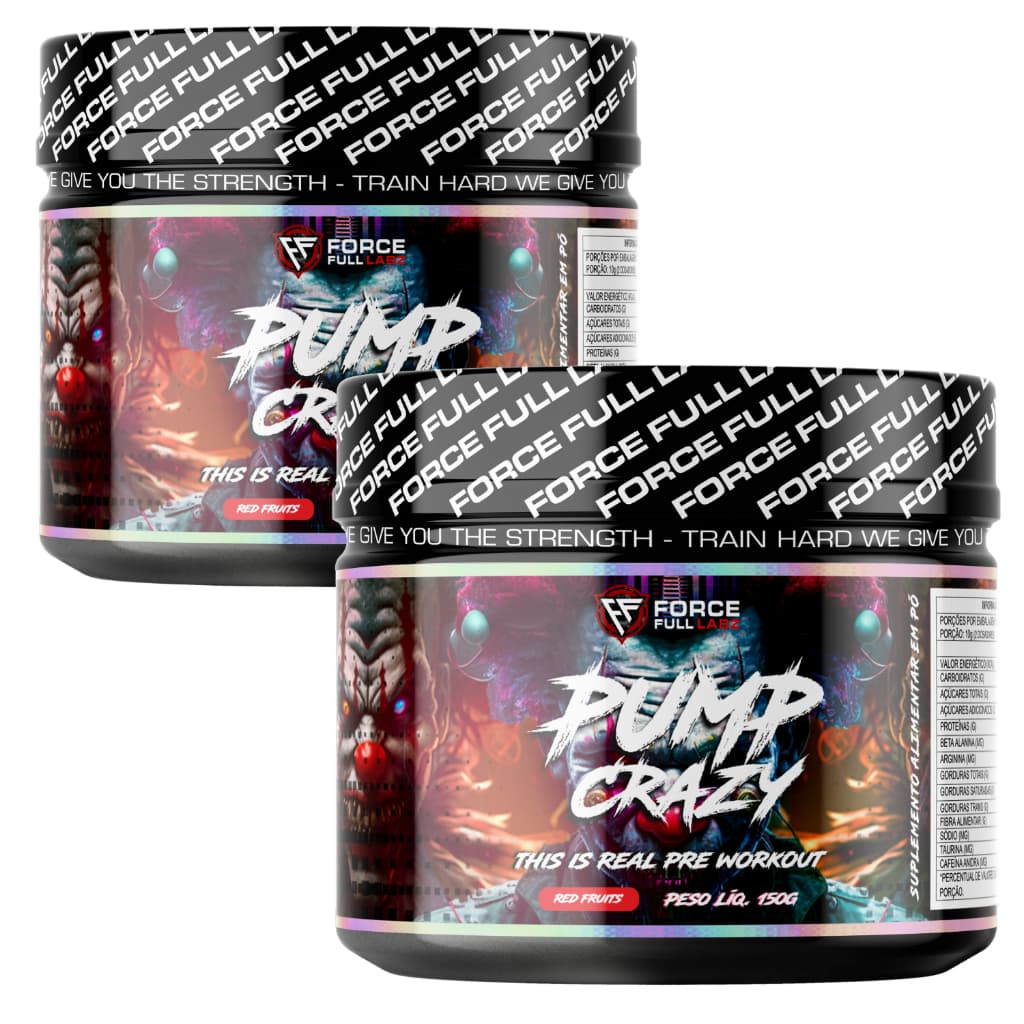 Kit 2x Pré Treino 150g Pump Crazy Beta alanina, Cafeína, Taurina, Arginina - Force Full Labz