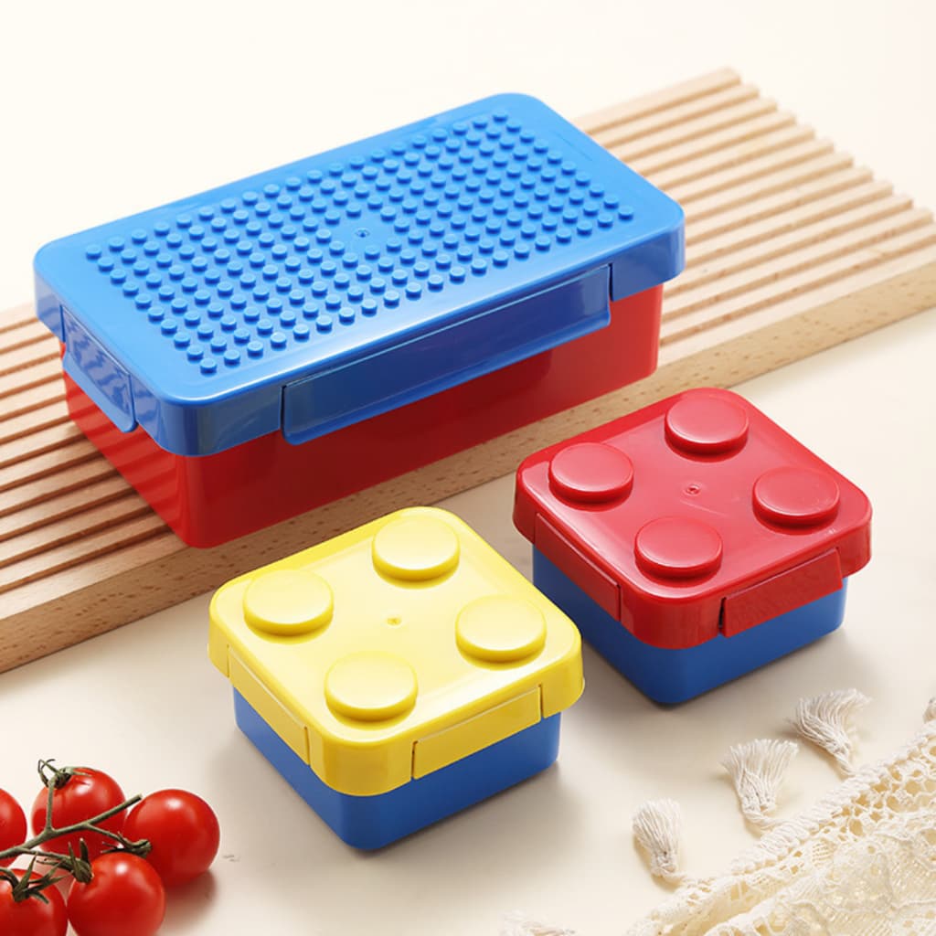 Marmita Infantil Bloco de Montar Lancheira Escolar Térmica Pote Lego Style Hermético