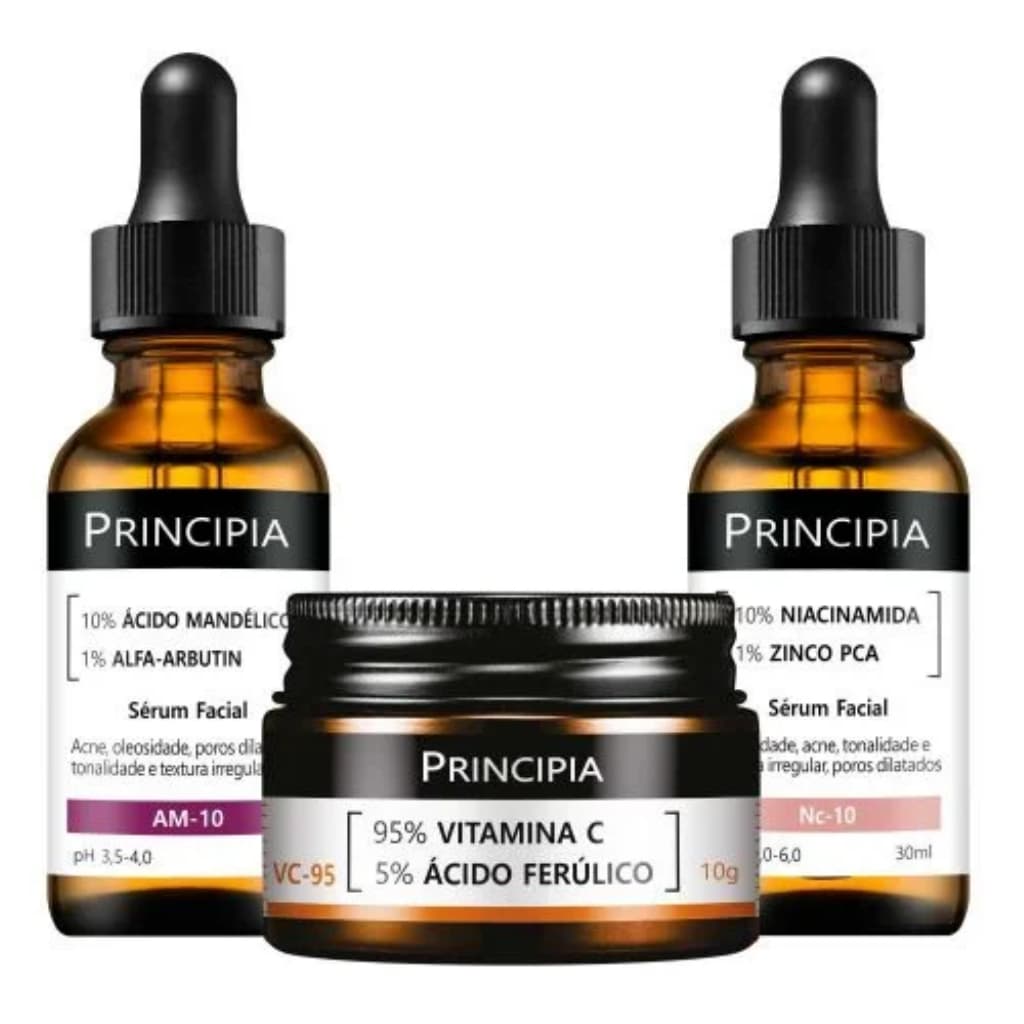 Principia Kit Anti Oleosidade Trio c/ Vitamina C em pó VC-95 + Sérum AM-10 + Sérum Nc-10