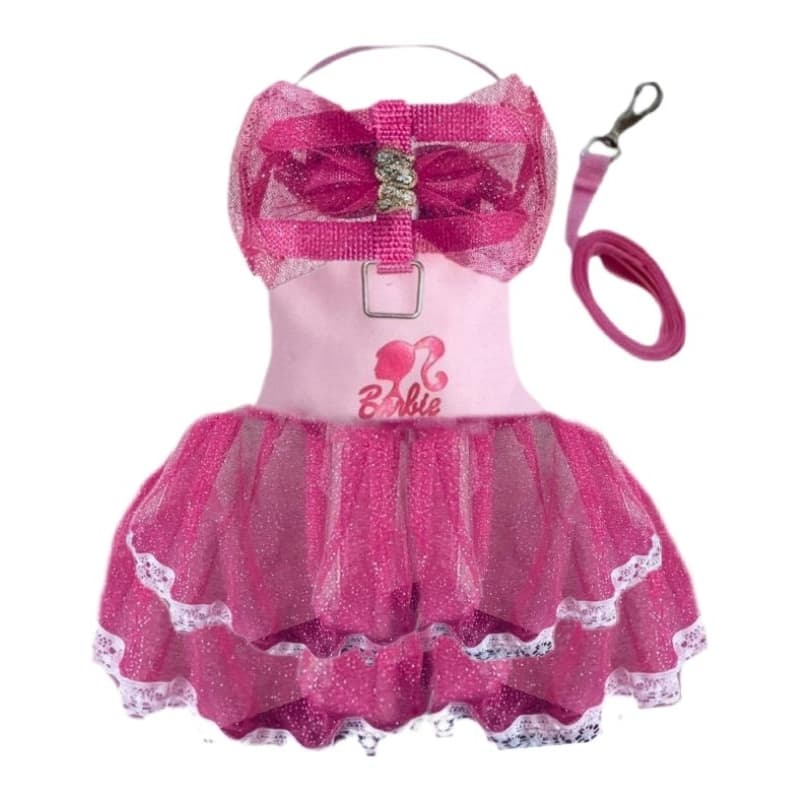 COLEIRA PEITORAL GUIA PASSEIO FANTASIA PET CARNAVAL COLEIRA / SAIA / COLEIRA VESTIDO Barbie CACHORRO GATO