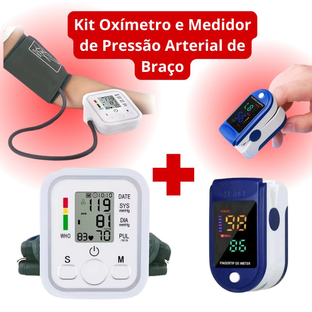 Aparelho Aferir Medidor de Pressão Arterial Com Oximetro De Dedo Medidor Digital