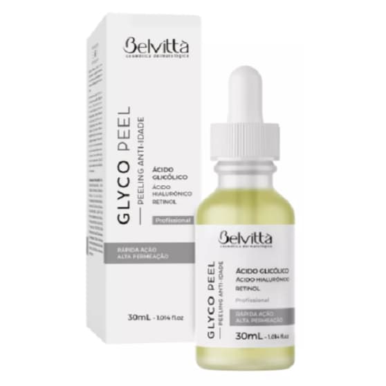 Glyco Peel Peeling Químico Anti - Idade Ácido Glicólico Acido Hialurônio Retinol  BELVITTÀ 30ml