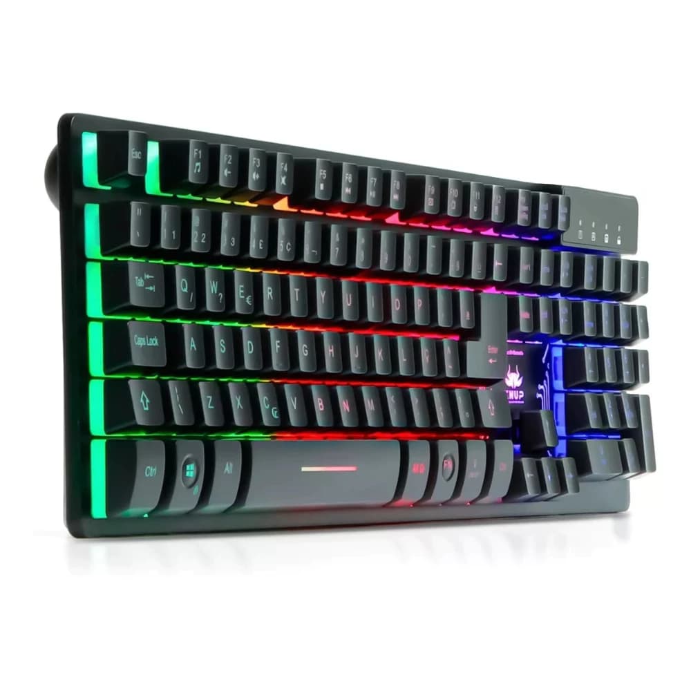 Teclado Gamer Pc Notebook  Semi Mecânico Rgb Com Fio Usb Português Brasil Cor Preto - KP- TM009