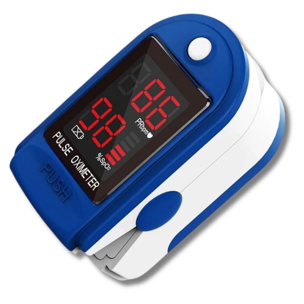 Oxímetro Digital de Dedo Azul - Medidor de Saturação de Oxigênio SpO2 e Frequência Cardíaca