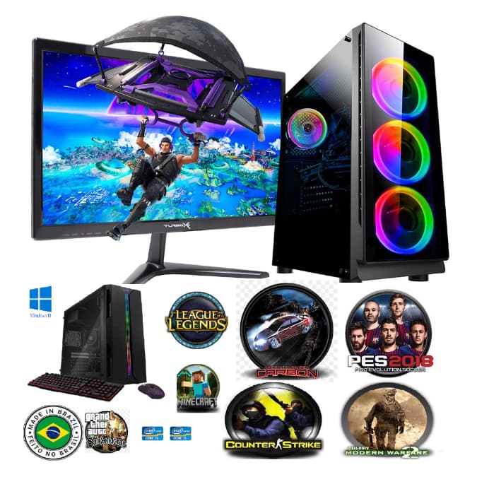computador i5 gamer 8gb ssd128g+hd500 monitor led 19'' vifeo gt610 2gb  wifi cs mine lol Roblox gt5