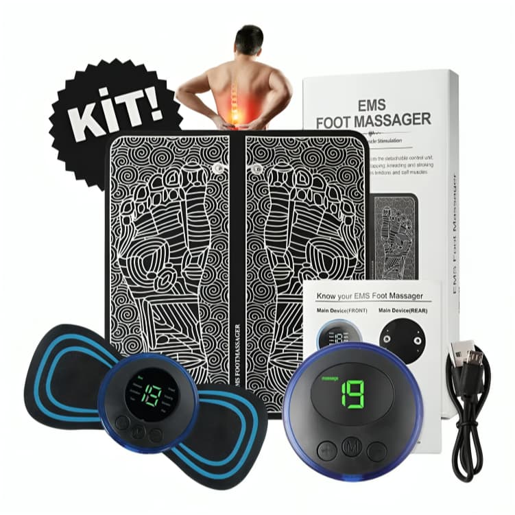 Kit Tapete E Mini Massageador Elétrico Dor Pés E Musculares Massageador Elétrico