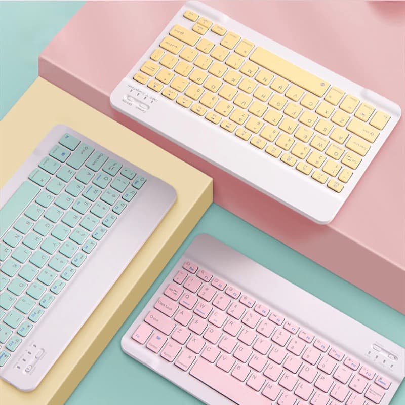 Mini teclado e mouse bluetooth sem fio recarregável macaron colorido para iPad PC tablet notebook