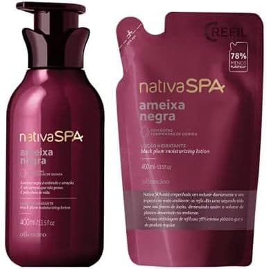 Combo Nativa SPA AMEIXA NEGRA: Loção Hidratante Corporal Ameixa Negra 400ml + Refil Loção Hidratante Corporal 400ml