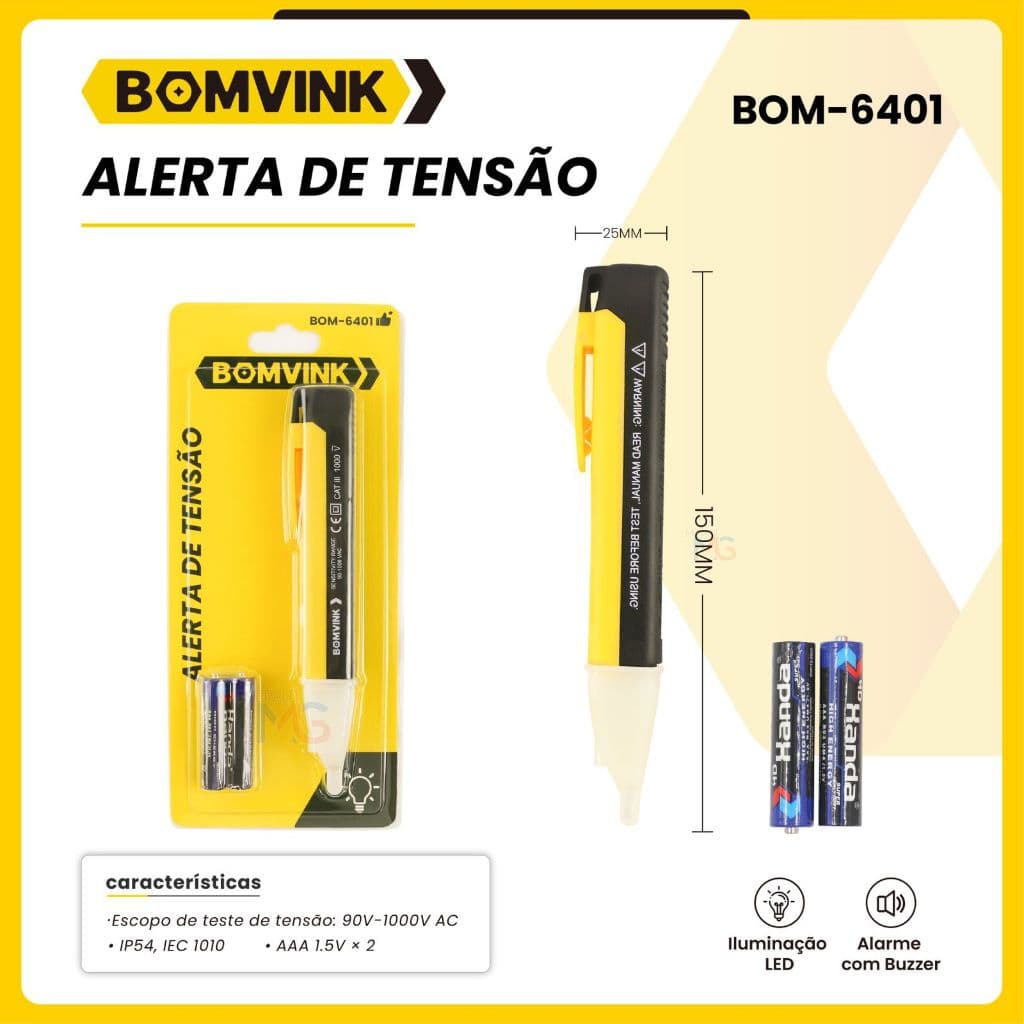 Caneta Detectora De Tensão Corrente Elétrica Com Bip Chave Teste Voltagem Corrente Digital