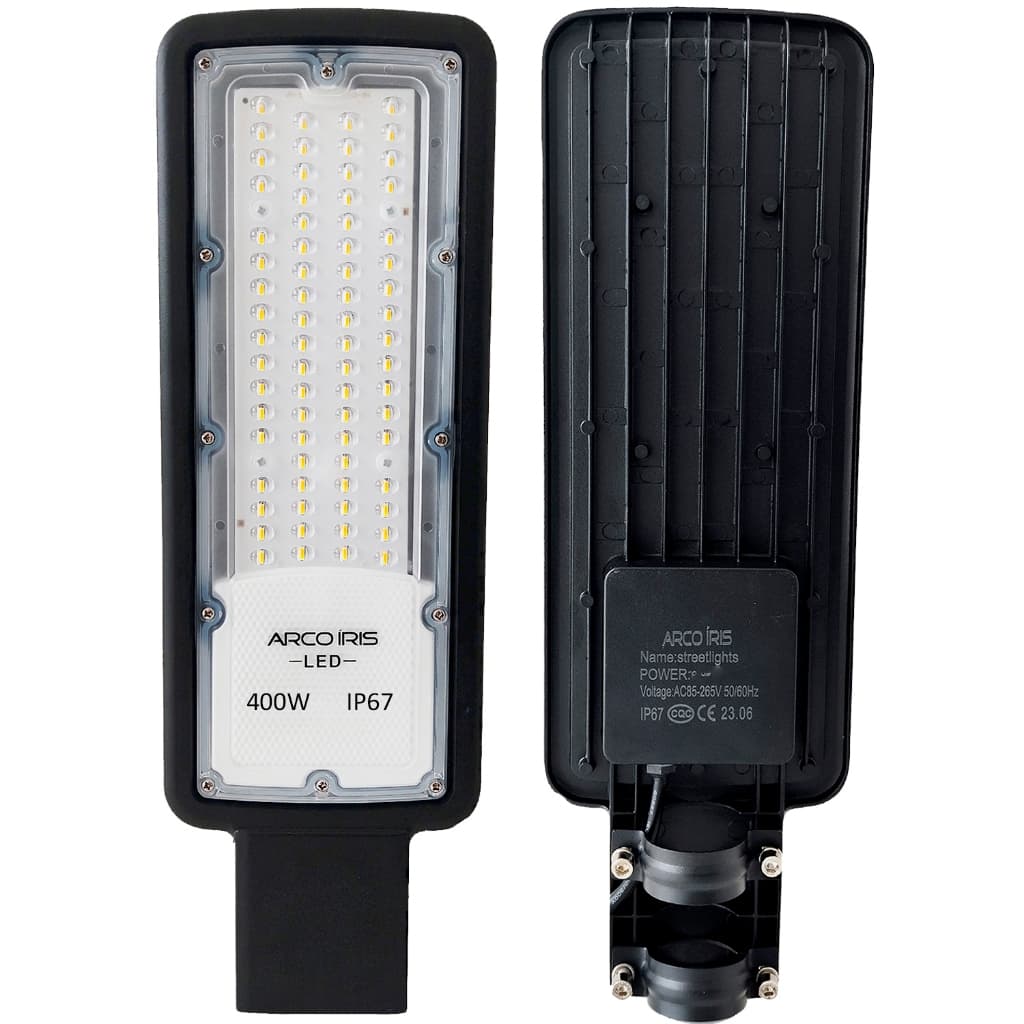 Luminária Poste 400w Bivolt Led Slim Ip67 6500k Publica Branco Frio Arco Íris LED