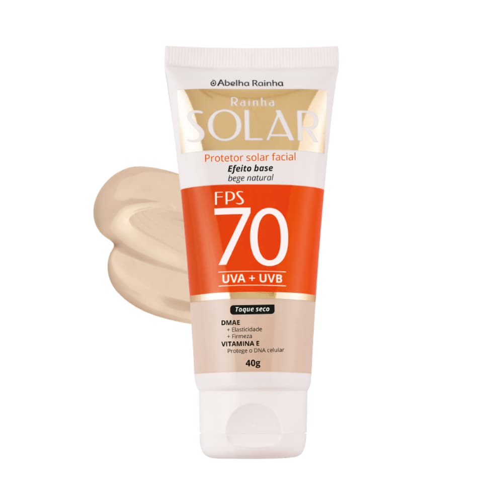 Protetor Solar Facial FPS 70 Base Bege Natural 40g Com DMAE