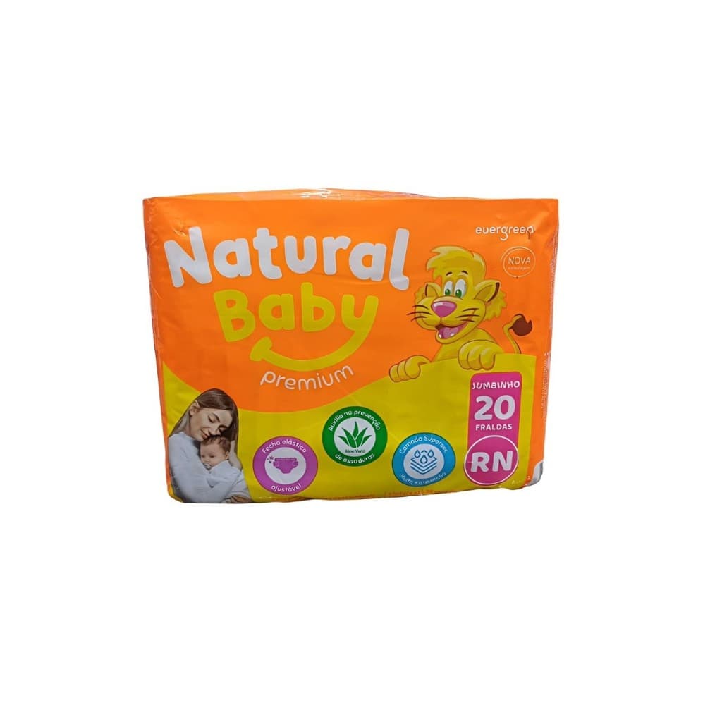 Fralda  Natural Baby Premium RN Recém Nascido 20 Unidades Até 3,5 kg