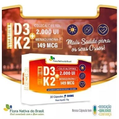 Vitamina D3 E Vitamina K2 30 Cápsulas - Flora Nativa