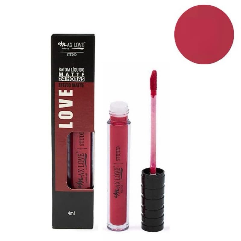 Batom líquido Matte 24 horas Max Love, batom labial matte